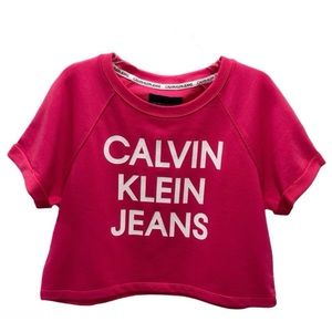 Calvin Klein Jeans Fuchsia Logo Crop Top